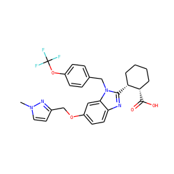 Cn1ccc(COc2ccc3nc([C@@H]4CCCC[C@@H]4C(=O)O)n(Cc4ccc(OC(F)(F)F)cc4)c3c2)n1 ZINC000218220077