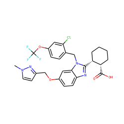 Cn1ccc(COc2ccc3nc([C@@H]4CCCC[C@@H]4C(=O)O)n(Cc4ccc(OC(F)(F)F)cc4Cl)c3c2)n1 ZINC000226030022