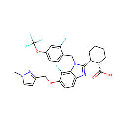 Cn1ccc(COc2ccc3nc([C@@H]4CCCC[C@@H]4C(=O)O)n(Cc4ccc(OC(F)(F)F)cc4F)c3c2F)n1 ZINC000226011223