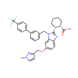 Cn1ccc(COc2ccc3nc([C@@H]4CCCC[C@@H]4C(=O)O)n(Cc4cccc(-c5ccc(C(F)(F)F)cc5)c4)c3c2)n1 ZINC000226028782