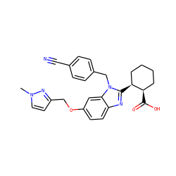 Cn1ccc(COc2ccc3nc([C@H]4CCCC[C@H]4C(=O)O)n(Cc4ccc(C#N)cc4)c3c2)n1 ZINC000226017805