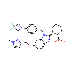 Cn1ccc(COc2ccc3nc([C@H]4CCCC[C@H]4C(=O)O)n(Cc4ccc(N5CC(F)(F)C5)cc4)c3c2)n1 ZINC000218351258