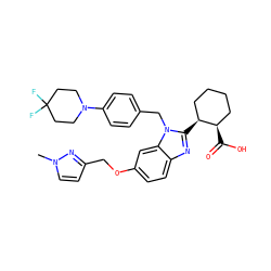 Cn1ccc(COc2ccc3nc([C@H]4CCCC[C@H]4C(=O)O)n(Cc4ccc(N5CCC(F)(F)CC5)cc4)c3c2)n1 ZINC000218329891