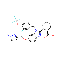 Cn1ccc(COc2ccc3nc([C@H]4CCCC[C@H]4C(=O)O)n(Cc4ccc(OC(F)(F)F)c(F)c4)c3c2)n1 ZINC000218262101