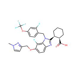 Cn1ccc(COc2ccc3nc([C@H]4CCCC[C@H]4C(=O)O)n(Cc4ccc(OC(F)(F)F)cc4F)c3c2F)n1 ZINC000218351464