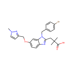 Cn1ccc(COc2ccc3nc(CC(C)(C)C(=O)O)n(Cc4ccc(Br)cc4)c3c2)n1 ZINC000218038194