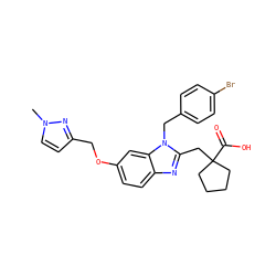 Cn1ccc(COc2ccc3nc(CC4(C(=O)O)CCCC4)n(Cc4ccc(Br)cc4)c3c2)n1 ZINC000226040833