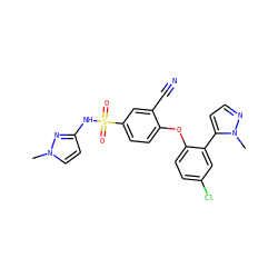 Cn1ccc(NS(=O)(=O)c2ccc(Oc3ccc(Cl)cc3-c3ccnn3C)c(C#N)c2)n1 ZINC000095582370
