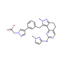 Cn1ccc(Nc2ncc3c(n2)-c2c(nn(C)c2Cc2cccc(-c4cnn(CC(=O)O)c4)c2)CC3)n1 ZINC000224942453