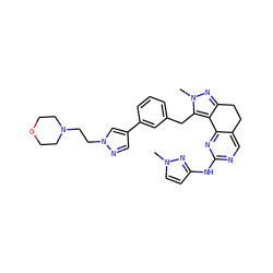 Cn1ccc(Nc2ncc3c(n2)-c2c(nn(C)c2Cc2cccc(-c4cnn(CCN5CCOCC5)c4)c2)CC3)n1 ZINC000205259671