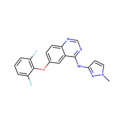 Cn1ccc(Nc2ncnc3ccc(Oc4c(F)cccc4F)cc23)n1 ZINC000045289901