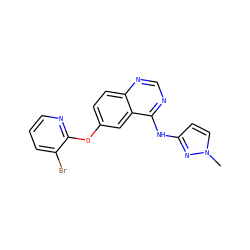 Cn1ccc(Nc2ncnc3ccc(Oc4ncccc4Br)cc23)n1 ZINC000045321474