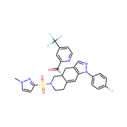 Cn1ccc(S(=O)(=O)N2CCC3=Cc4c(cnn4-c4ccc(F)cc4)C[C@]3(C(=O)c3cc(C(F)(F)F)ccn3)C2)n1 ZINC000141986798