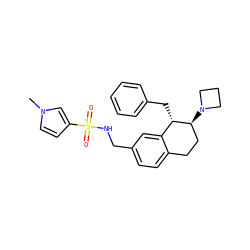 Cn1ccc(S(=O)(=O)NCc2ccc3c(c2)[C@H](Cc2ccccc2)[C@@H](N2CCC2)CC3)c1 ZINC000142353052