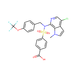 Cn1ccc2c(Cl)cnc(N(Cc3ccc(OC(F)(F)F)cc3)S(=O)(=O)c3ccc(C(=O)O)cc3)c21 ZINC000203776937