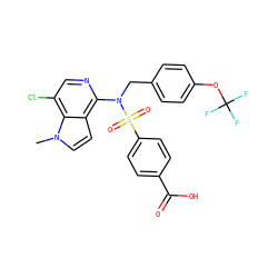 Cn1ccc2c(N(Cc3ccc(OC(F)(F)F)cc3)S(=O)(=O)c3ccc(C(=O)O)cc3)ncc(Cl)c21 ZINC000261143332