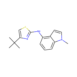 Cn1ccc2c(Nc3nc(C(C)(C)C)cs3)cccc21 ZINC000036159654