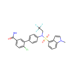 Cn1ccc2c(S(=O)(=O)N(CC(F)(F)F)c3ccc(-c4cc(C(N)=O)ccc4Cl)cc3)cccc21 ZINC000473247571
