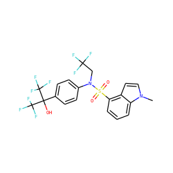 Cn1ccc2c(S(=O)(=O)N(CC(F)(F)F)c3ccc(C(O)(C(F)(F)F)C(F)(F)F)cc3)cccc21 ZINC000653709725