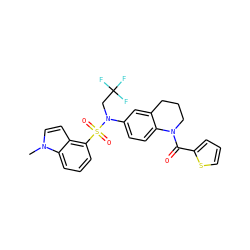 Cn1ccc2c(S(=O)(=O)N(CC(F)(F)F)c3ccc4c(c3)CCCN4C(=O)c3cccs3)cccc21 ZINC000584905274