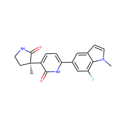 Cn1ccc2cc(-c3ccc([C@@]4(C)CCNC4=O)c(=O)[nH]3)cc(F)c21 ZINC001772650501
