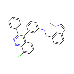 Cn1ccc2cccc(CNc3cccc(-c4c(-c5ccccc5)nnc5c(Cl)cccc45)c3)c21 ZINC000036485906