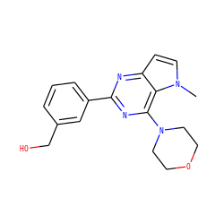 Cn1ccc2nc(-c3cccc(CO)c3)nc(N3CCOCC3)c21 ZINC000049112092