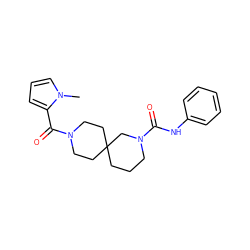 Cn1cccc1C(=O)N1CCC2(CCCN(C(=O)Nc3ccccc3)C2)CC1 ZINC000003955785