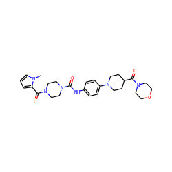 Cn1cccc1C(=O)N1CCN(C(=O)Nc2ccc(N3CCC(C(=O)N4CCOCC4)CC3)cc2)CC1 ZINC000068246256