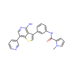 Cn1cccc1C(=O)Nc1cccc(-c2csc3c(-c4cccnc4)cnc(N)c23)c1 ZINC000095593368