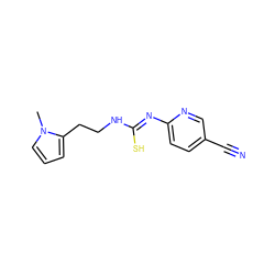Cn1cccc1CCN/C(S)=N/c1ccc(C#N)cn1 ZINC000013759882