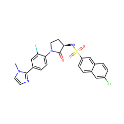 Cn1ccnc1-c1ccc(N2CC[C@@H](NS(=O)(=O)c3ccc4cc(Cl)ccc4c3)C2=O)c(F)c1 ZINC000028979417