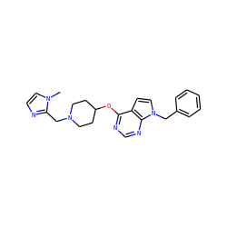 Cn1ccnc1CN1CCC(Oc2ncnc3c2ccn3Cc2ccccc2)CC1 ZINC000084602690