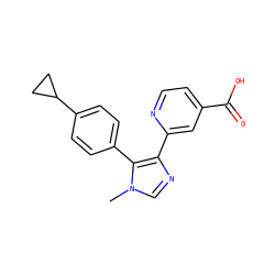 Cn1cnc(-c2cc(C(=O)O)ccn2)c1-c1ccc(C2CC2)cc1 ZINC000225944562
