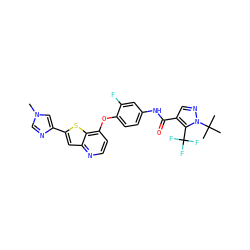 Cn1cnc(-c2cc3nccc(Oc4ccc(NC(=O)c5cnn(C(C)(C)C)c5C(F)(F)F)cc4F)c3s2)c1 ZINC000049802467