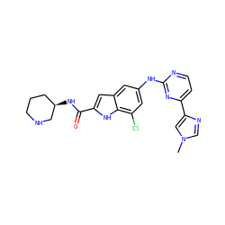Cn1cnc(-c2ccnc(Nc3cc(Cl)c4[nH]c(C(=O)N[C@@H]5CCCNC5)cc4c3)n2)c1 ZINC000205651559