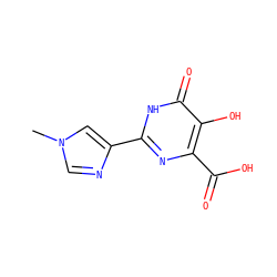 Cn1cnc(-c2nc(C(=O)O)c(O)c(=O)[nH]2)c1 ZINC000084704408