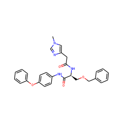 Cn1cnc(CC(=O)N[C@@H](COCc2ccccc2)C(=O)Nc2ccc(Oc3ccccc3)cc2)c1 ZINC000084616259