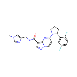 Cn1cnc(CNC(=O)c2cnn3ccc(N4CCC[C@@H]4c4cc(F)ccc4F)nc23)c1 ZINC000165650475