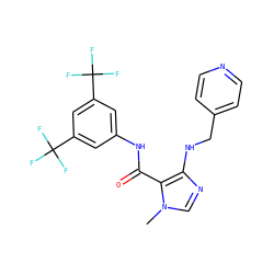 Cn1cnc(NCc2ccncc2)c1C(=O)Nc1cc(C(F)(F)F)cc(C(F)(F)F)c1 ZINC000028889761