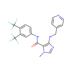 Cn1cnc(NCc2ccncc2)c1C(=O)Nc1ccc(C(F)(F)F)c(C(F)(F)F)c1 ZINC000028889755