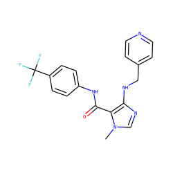 Cn1cnc(NCc2ccncc2)c1C(=O)Nc1ccc(C(F)(F)F)cc1 ZINC000028889178