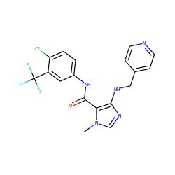 Cn1cnc(NCc2ccncc2)c1C(=O)Nc1ccc(Cl)c(C(F)(F)F)c1 ZINC000028889731