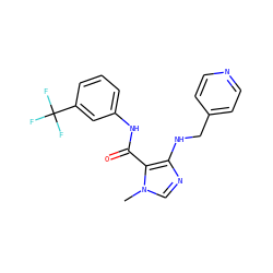 Cn1cnc(NCc2ccncc2)c1C(=O)Nc1cccc(C(F)(F)F)c1 ZINC000028889173
