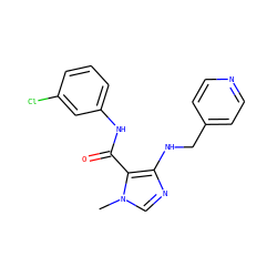 Cn1cnc(NCc2ccncc2)c1C(=O)Nc1cccc(Cl)c1 ZINC000028889195