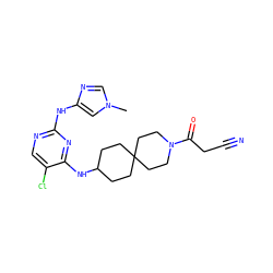 Cn1cnc(Nc2ncc(Cl)c(NC3CCC4(CC3)CCN(C(=O)CC#N)CC4)n2)c1 ZINC001772634197