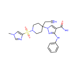 Cn1cnc(S(=O)(=O)N2CCC(CC#N)(n3cc(C(N)=O)c(Nc4ccccc4)n3)CC2)c1 ZINC000220972423