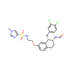 Cn1cnc(S(=O)(=O)NCCOc2ccc3c(c2)[C@H](Cc2ccc(Cl)c(Cl)c2)[C@H](NC=O)CC3)c1 ZINC000141685730