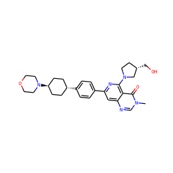 Cn1cnc2cc(-c3ccc([C@H]4CC[C@H](N5CCOCC5)CC4)cc3)nc(N3CC[C@H](CO)C3)c2c1=O ZINC000261089885