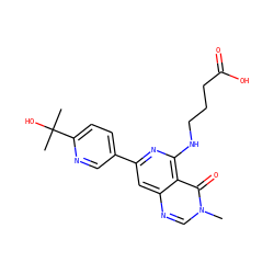 Cn1cnc2cc(-c3ccc(C(C)(C)O)nc3)nc(NCCCC(=O)O)c2c1=O ZINC000115624710